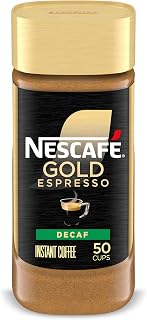 NESCAFÉ Gold Decaf Espresso Instant Coffee 3.17oz - Premium Arabica Beans, Café Crema, 50 Cups
