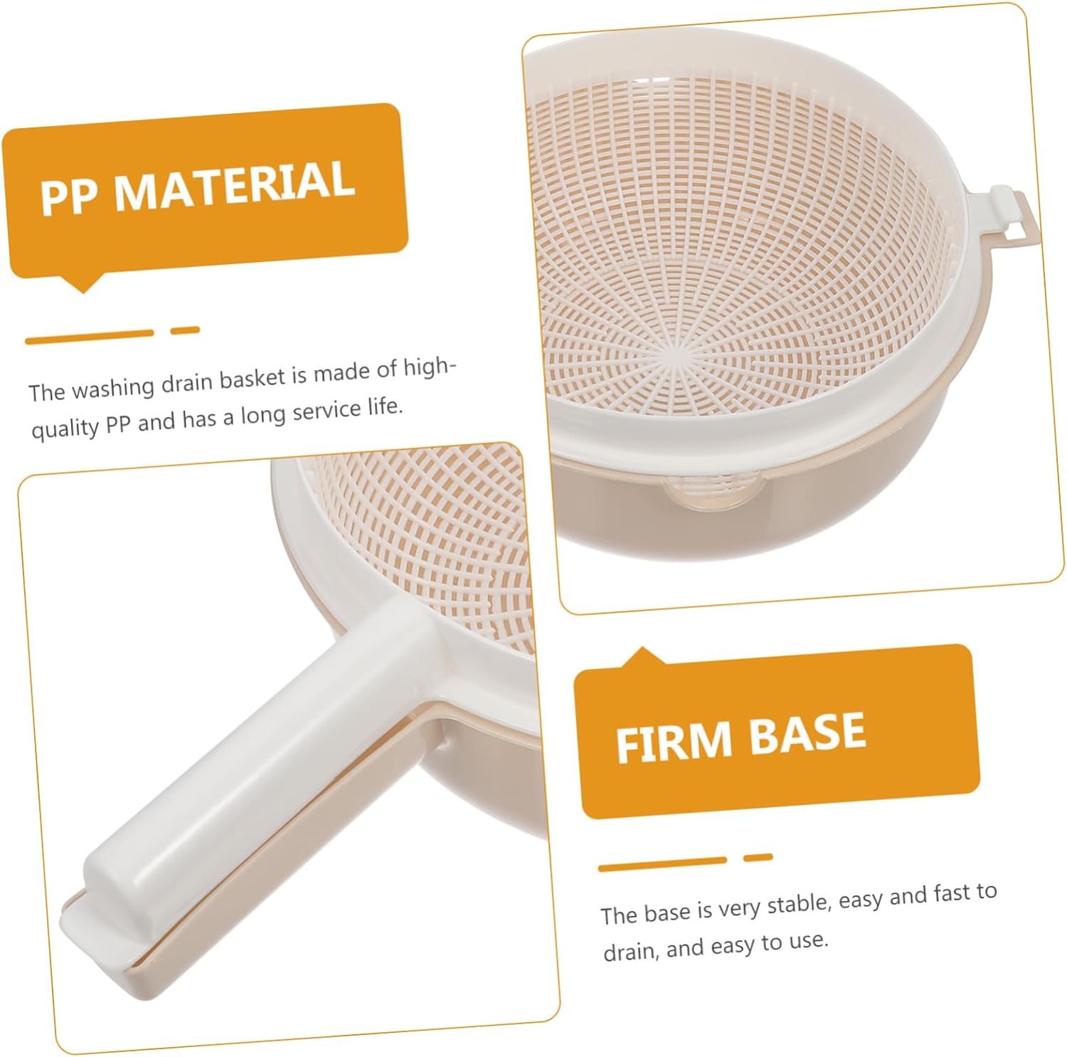 Mikinona Double Layer Detachable Colander Strainer with Handle for Washing Fruits and Vegetables Efficient Drainage Kitchen Bowl for Pasta and Salad Preparation Dishwasher Safe