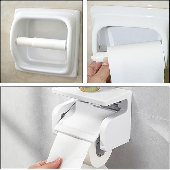 Plastic Toilet Tissue Roll Holder,Toilet Roll Holder Insert(2 Pcs White)