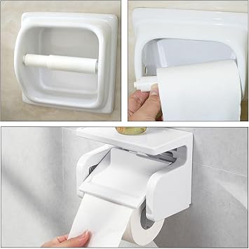 Plastic Toilet Tissue Roll Holder,Toilet Roll Holder Insert(2 Pcs White)