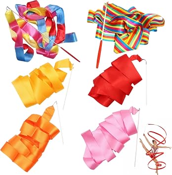 Twirling Baton, 6-Pack Gymnastic Ribbon,Professional Grade Batons for Twirling, Performance, and Dance Routines