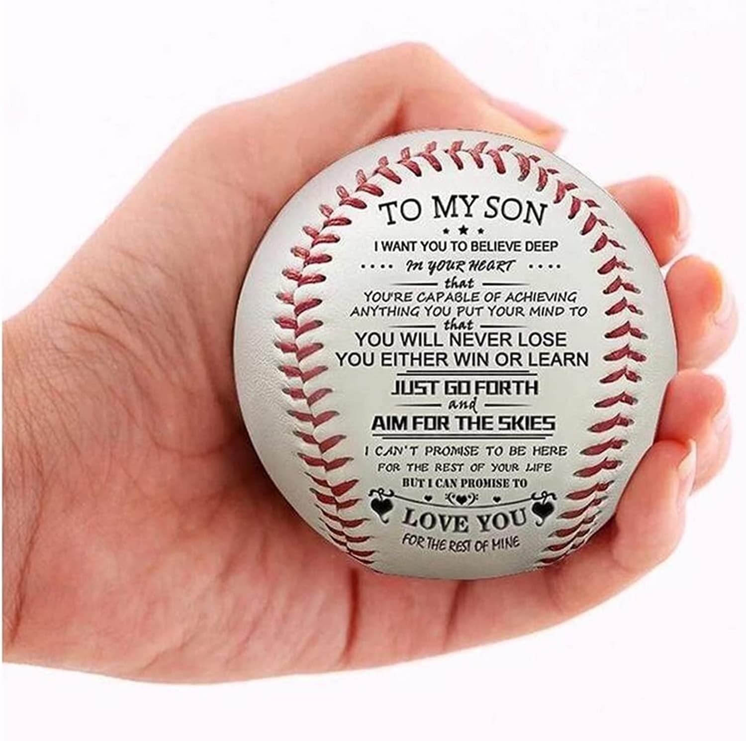 Motivational Baseball-You Will Never Lose-Inspiring Words Printed Baseball,Personalized Baseball-Grandson Gifts from Grandma,Grandson Gifts,Baseballs for Son,Encouragement Gift for Grandson Birthday