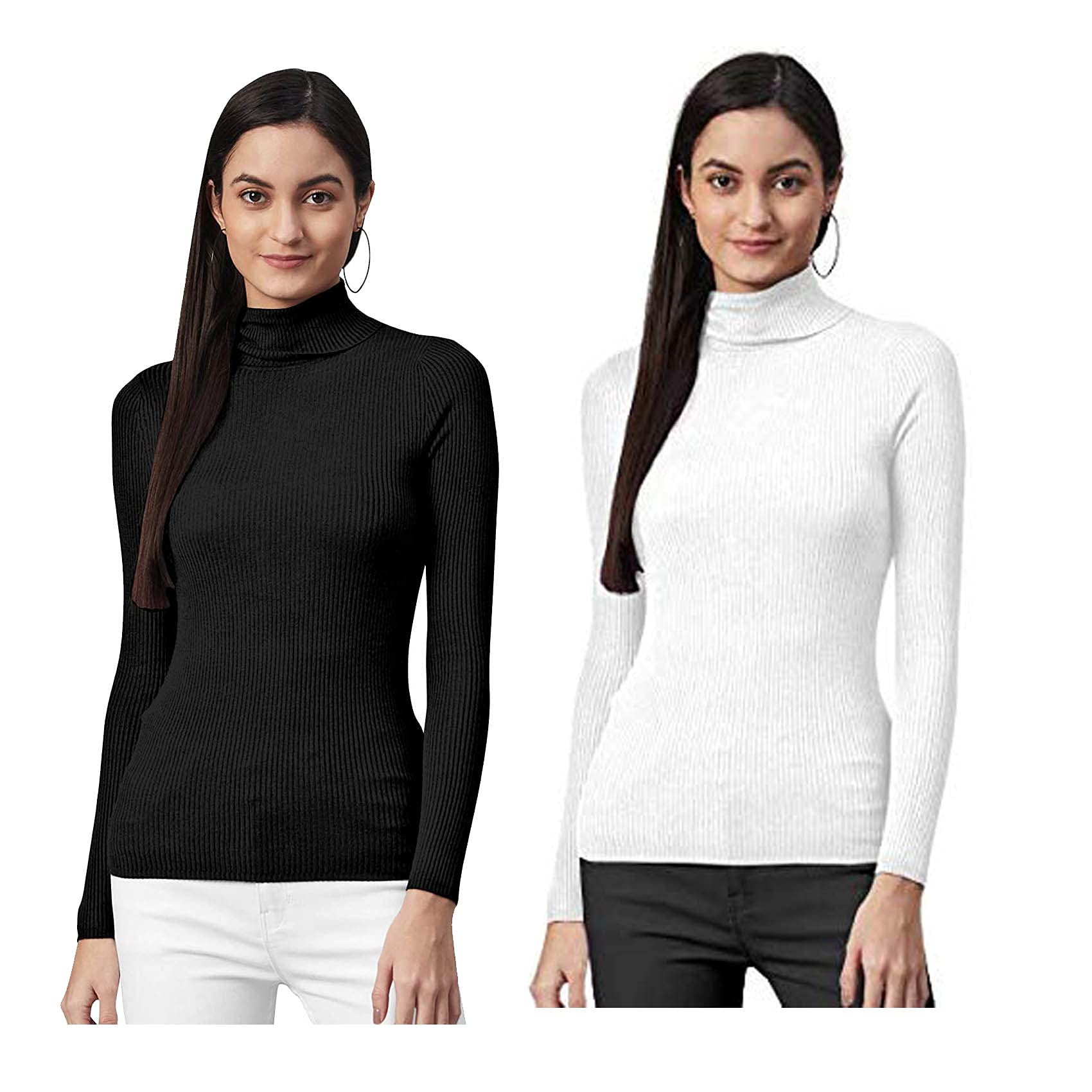 lovo Women's Woollen Warm Full Sleeves High Neck/Inner/Skivvy for Winters Pack of 2-picture-55