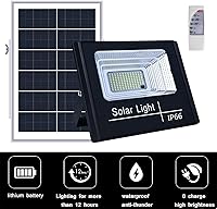 Vista 5 de UT - Luces solares para exteriores, 56 luces LED de seguridad solar con control remoto, sensor automático del atardecer al amanecer IP66