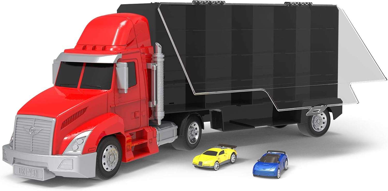 Driven by Battat – Large Toy Carrier Truck for Kids with 2 Pull – Back Cars – Toy Transport Truck & Pretend Play Vehicle – Durable Construction & Easy to Grip – 3+ Years