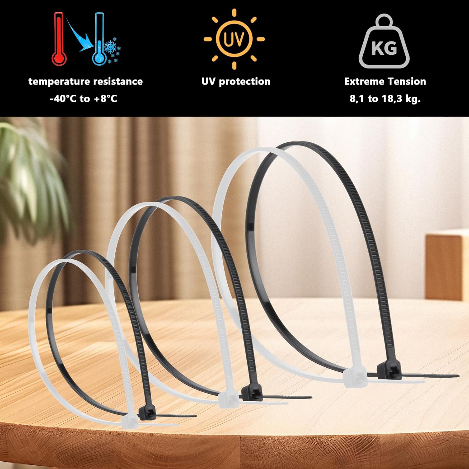 600PCS Industrial-Grade Zip Ties Assorted Sizes (UL94V-2 Certified) - RV/Home/Workshop Essential with UV & Extreme Temp Resistance