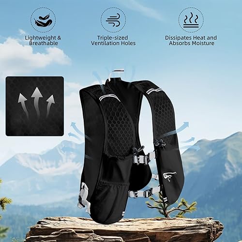 Miniatura 2 de Mochila de hidratación para mujeres y hombres, chaleco ligero para correr con bolsa de agua de 1.5 L, mochila de agua transpirable para senderismo,
