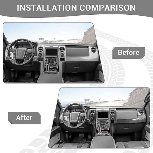 Miniatura 2 de para F150 Kit de molduras interiores de fibra de carbono, cubierta del panel de instrumentos y interruptor de faro delantero bisel cubierta para