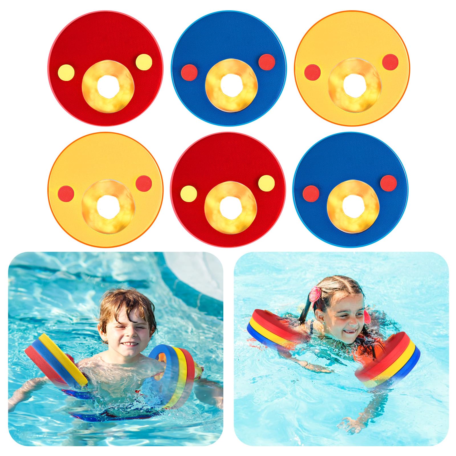 6 Stück Schwimmscheiben Kinder 3-6 Jahre, Schwimmflügel Kinder Schwimmhilfe Eva-Schaum Schwimmscheiben Ohne Aufblasen, Schwimmarmbänder für das Kind zum Schwimmen Lernen für Jungen Mädchen