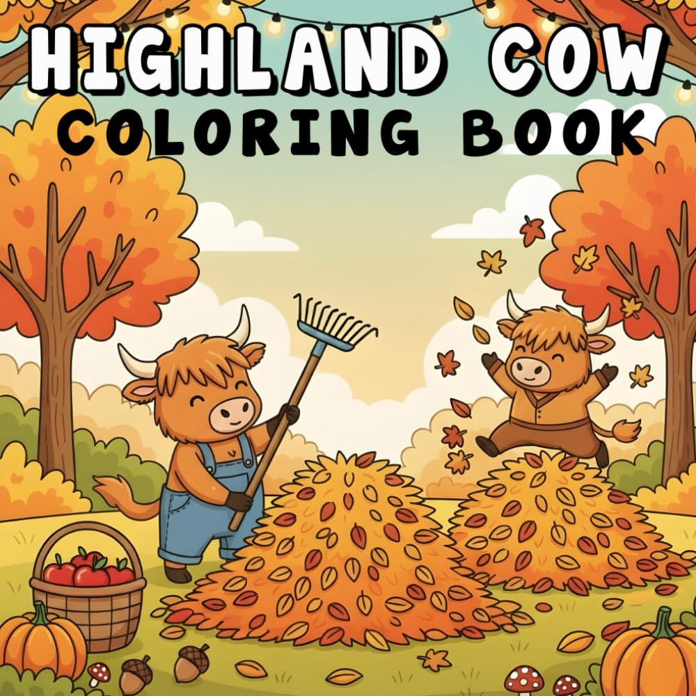 Highland Cow Coloring Book: 50+ Easy and Delightful Coloring Pages Featuring Beautiful Scottish Highland Cows for Teens and Adults, Relax and Unwind