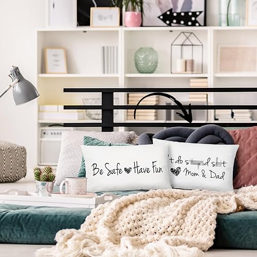 Miniatura 5 de Mingnei Have Fun Be Safe Don't Do Throw - Fundas de almohada para dormitorio universitario, divertidos regalos de graduación para el hogar, sofá,