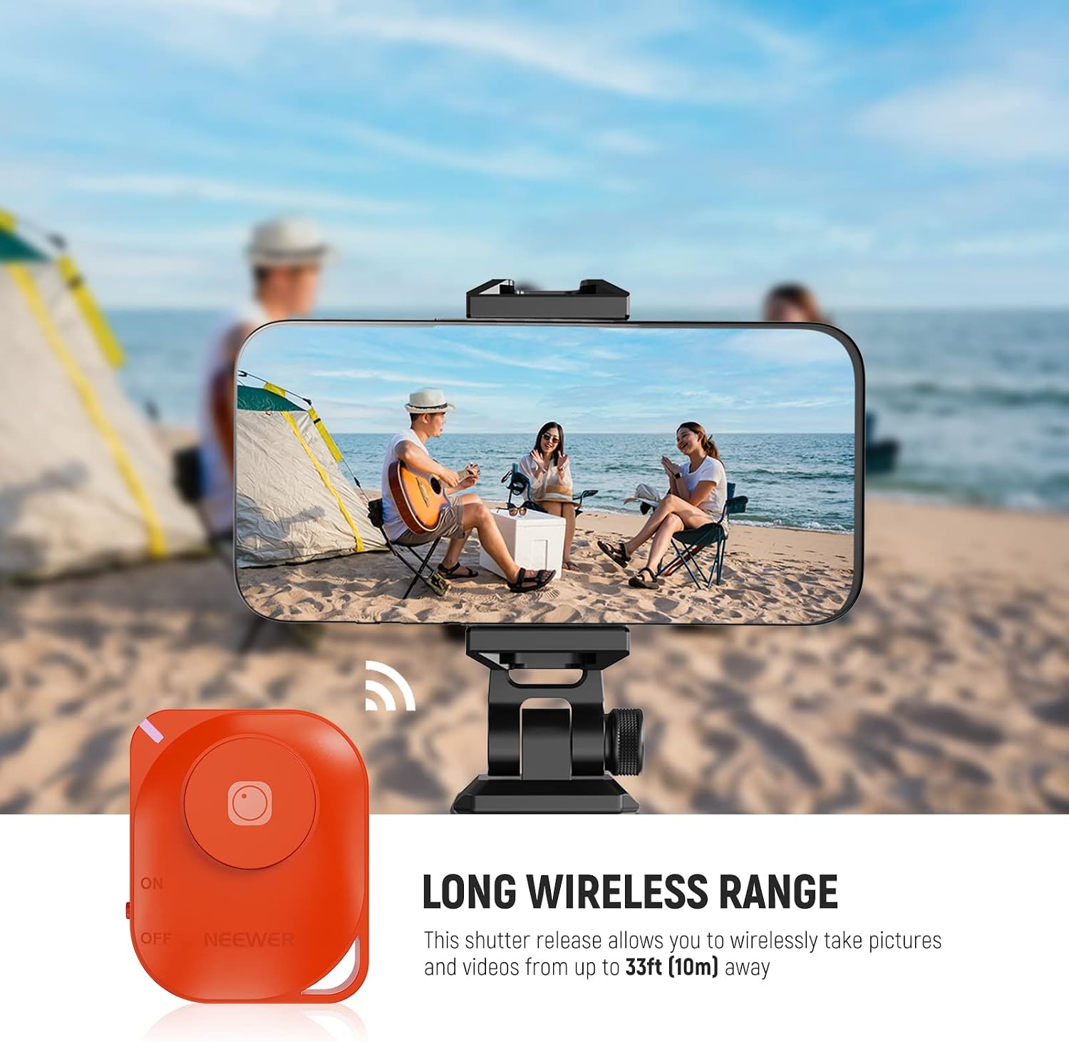 NEEWER Wireless RT116 Bluetooth Remote Camera Shutter Release Control with Lanyard, Compatible with iPhone iPad Android Smartphones for Instagram Snapchat Selfie Photo Video Shoot