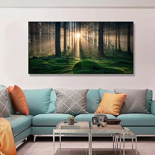 Miniatura 4 de Lienzo decorativo para pared, paisaje de amanecer, 20 x 40 pulgadas, imagen de árbol y bosque, para decoración de pared de sala de estar y