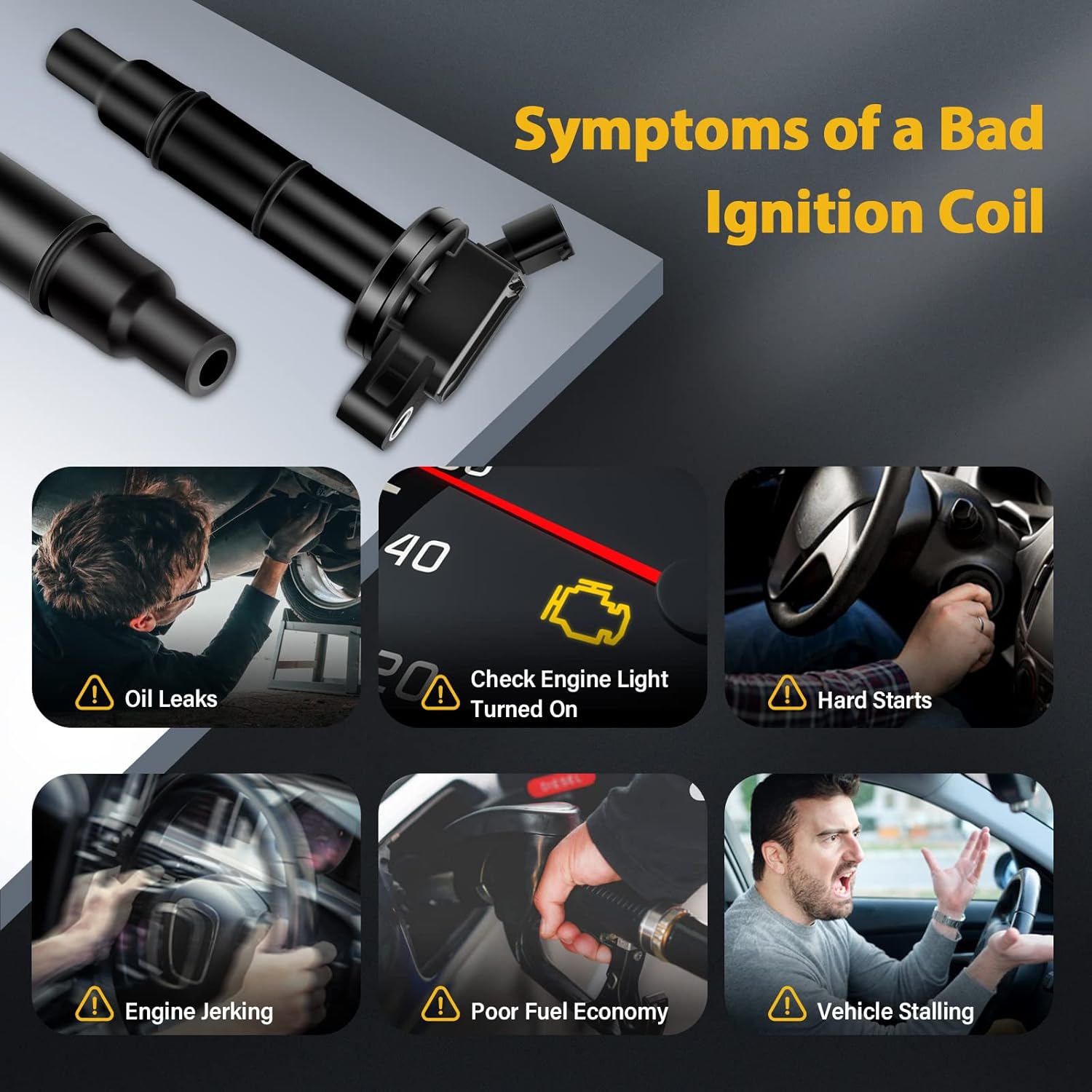 OCPTY High Performance Ignition Coil Fit 2010-2012 for Lexus Hs250H 2.4L/L4, 2009-2010 for Pontiac Vibe 2.4L/L4 Uf333, ‎19185426, 5C1299 (Set of 4)