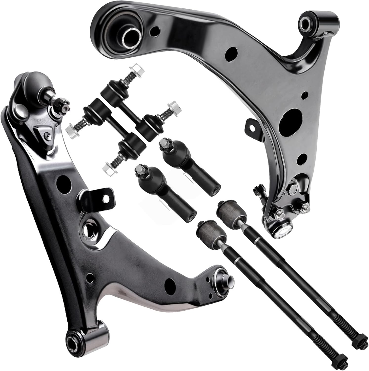 SCITOO 8pcs Suspension Kit Front Lower Control Arm Ball Joint Sway Bar Outer Inner Tie Rod End Fit 1996-2002 For Toyota Corolla For Chevy Prizm For Geo Prizm K80335 K80336