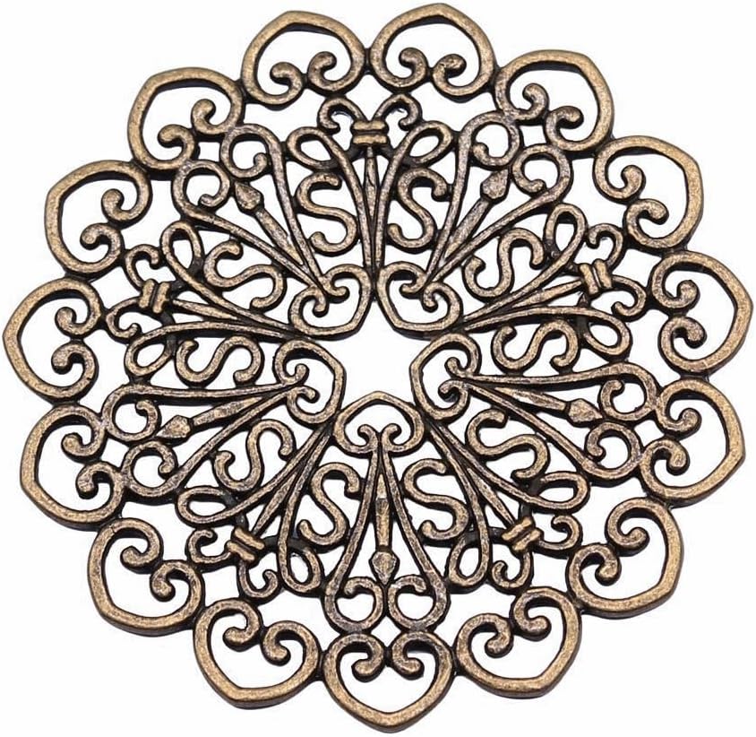 Mandala Pattern Connector for Handmade Jewelry, 53x53mm, Antique Bronze Color, 2 Pieces