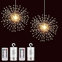 Vista 13 de 4 unidades de luces esféricas solares en forma de brote estelar de 800 LED, luces de fuegos artificiales con control remoto y temporizador de 8