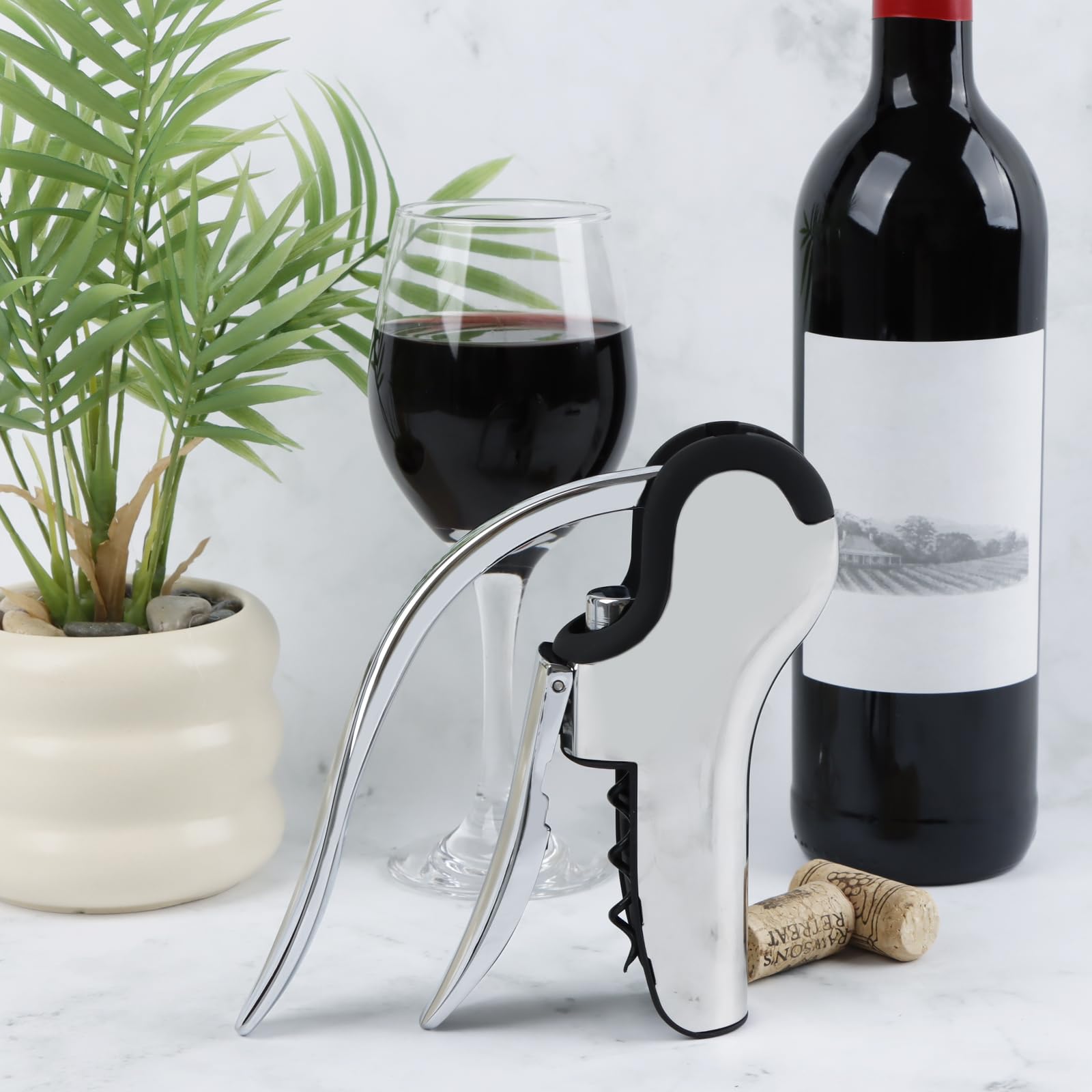 E. Palace in acciaio INOX verticale cavatappi a leva con tagliacapsule design Housewares integrata.