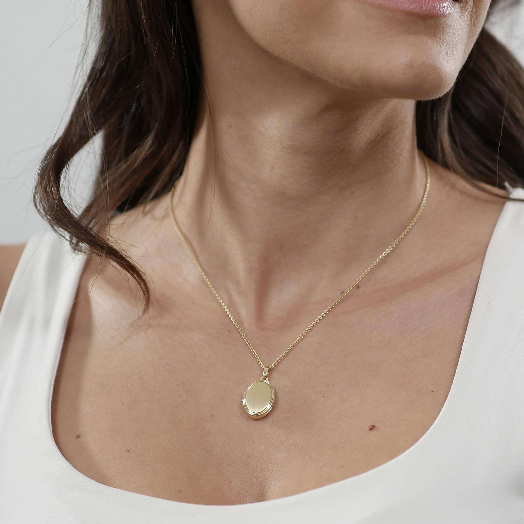 trendor Damen Medaillon mit Halskette Gold auf Silber 925 75745 | zauberhaftes Silber-Medaillon für Damen, zeitloser Silberschmuck für Frauen, tolle Geschenkidee