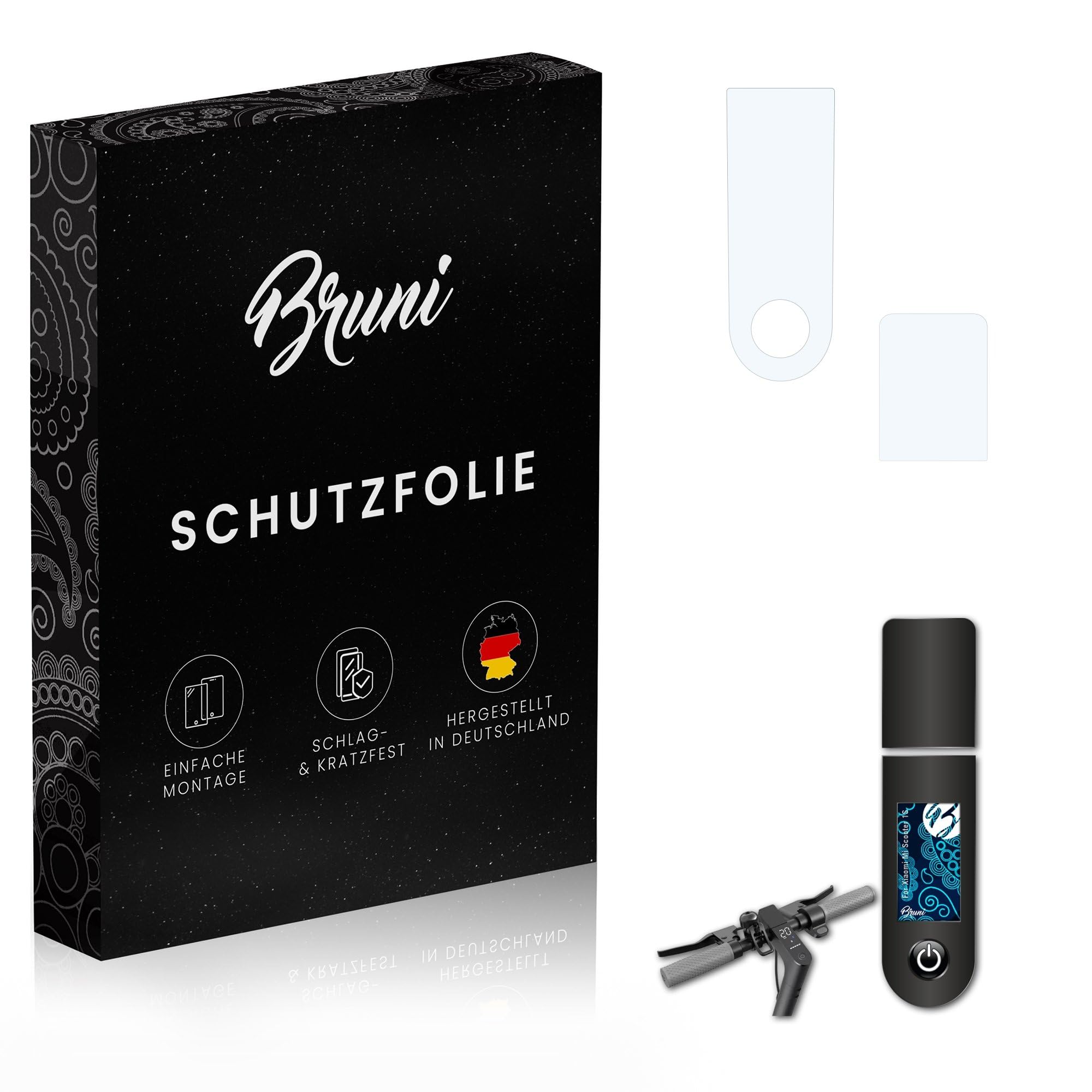 Bruni Screen Protector compatible with Xiaomi Mi Scooter 1S Protector Film, crystal clear Protective Film (Set of 2)