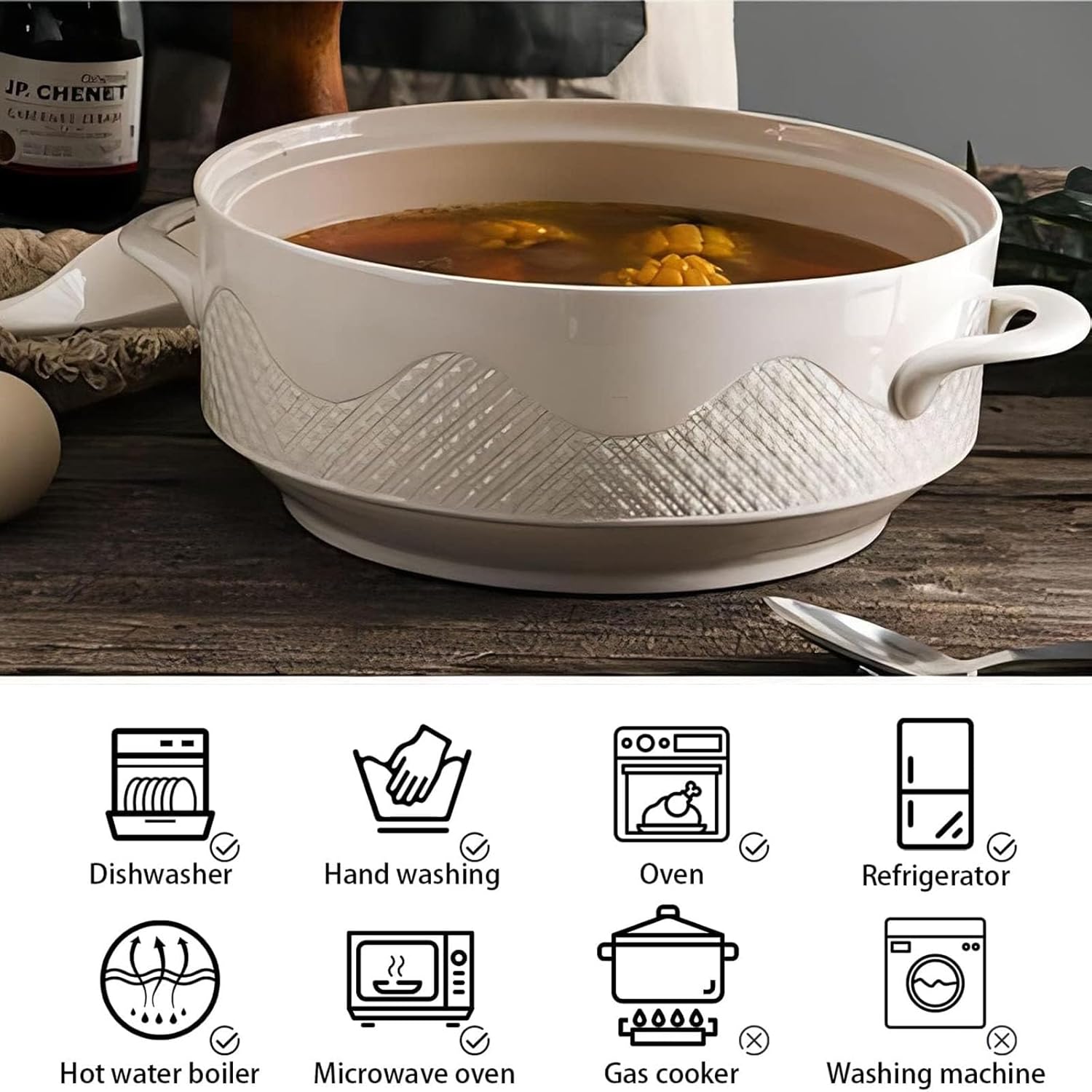 Ceramic Soup Tureen With Lid Lovely Serving Tureens With Lid, White Porcelain Serving Soup Tureen for Restaurant Home Kitchen Decoration, Heat-resistant Ceramic Bowls Lid Cooking Soup