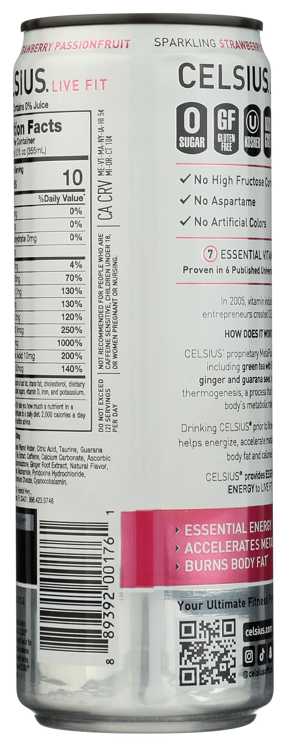 Celsius 12oz SS - Strawberry Passionfruit