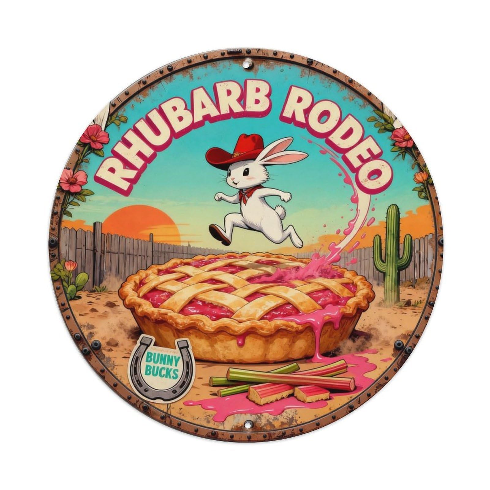 Rhubarb Rodeo Sign Metal Tin Sign Plaque