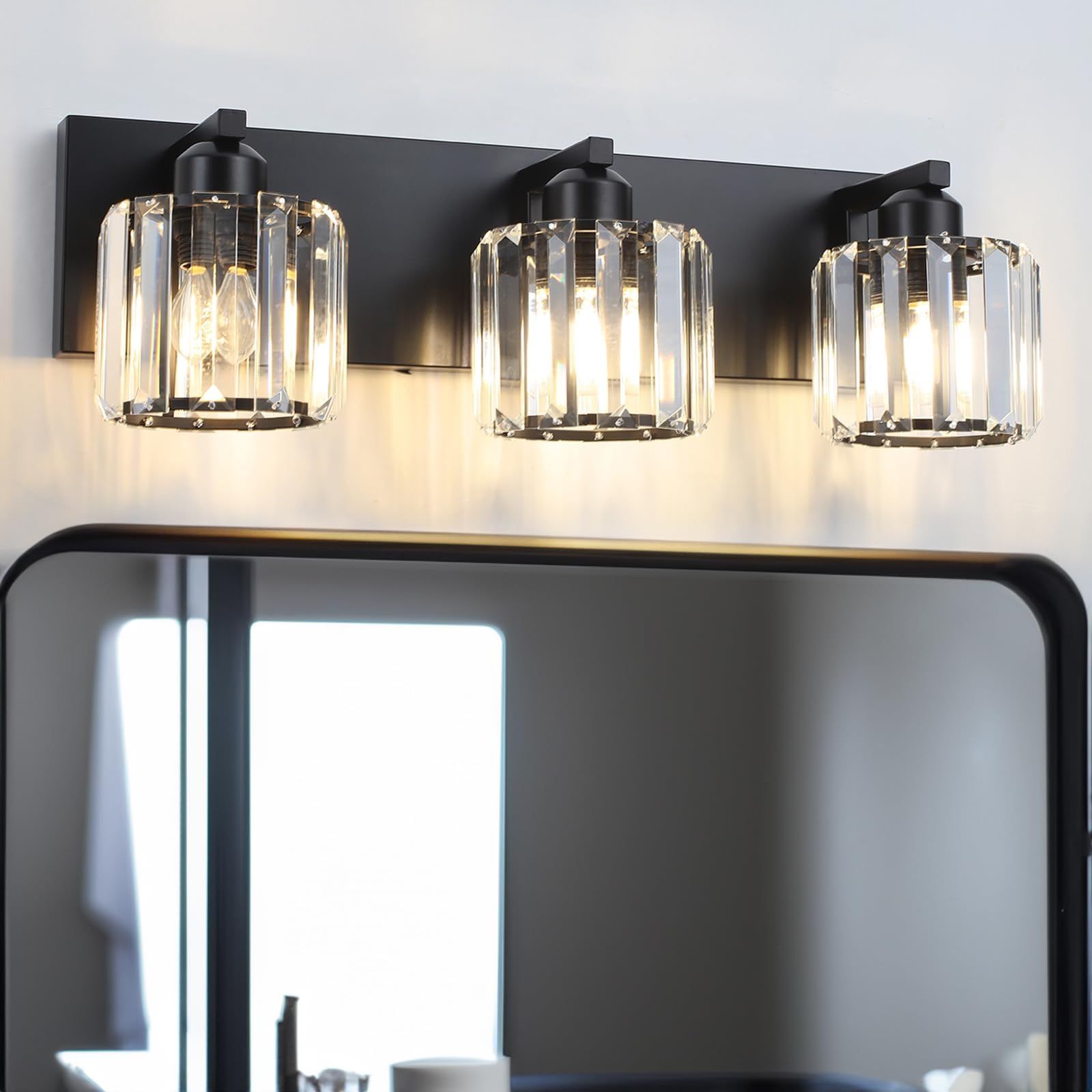 Heircido Black Vanity Light 3 Light Crystal Vanity Lights Modern ...