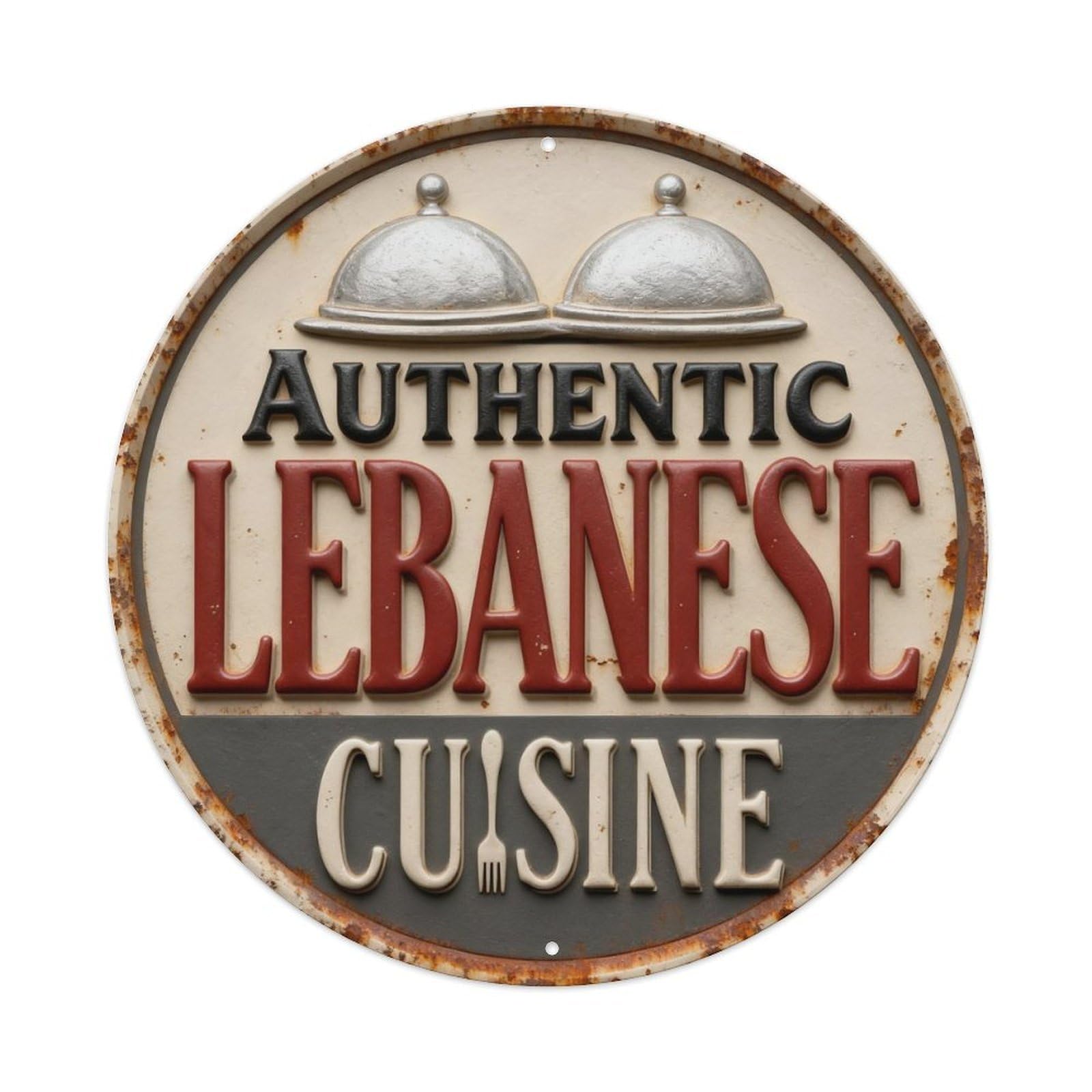 Authentic Lebanese Cuisine Sign Design Metal Tin Sign Plaque