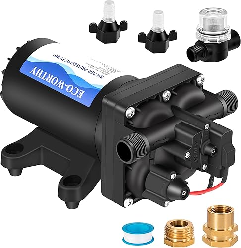 ECO-WORTHY Bomba de agua RV Fresh de 12 V con interruptor de presión 5.5 GPM, 70 PSI, bomba de presión de transferencia de agua de 12 voltios,