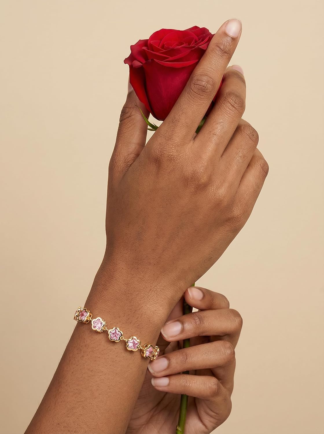 18K Gold Plated Clover Bracelet for Women Lucky Five Leaf Cubic Zirconia Bracelets Women's Cute Trendy Jewelry Gift - Image 5