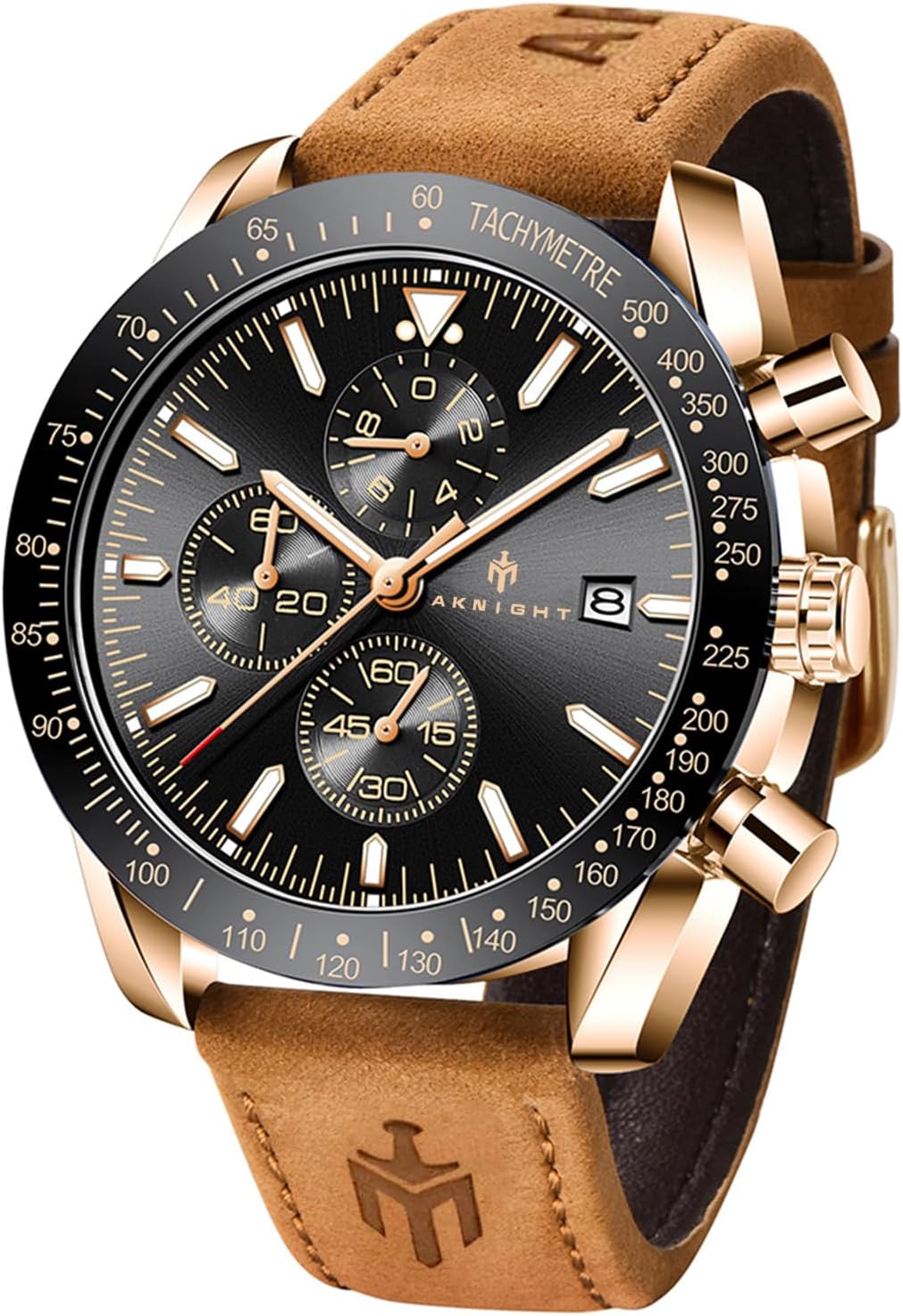 BENYAR AKNIGHT Wristwatch, Men's, Stylish, Luminous Watch, Chronograph, Fixed Bezel, Analog, Calendar, Water Resistant, Japanese Quartz, Leather, Silicone, Stainless Steel Band, Japanese Instruction