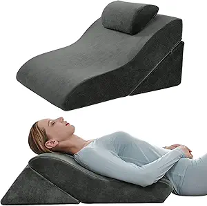 Axelrod Bed Wedge Pillow Set Foam | Adjustable Pillows for Back, Leg and Knee Pain Relief | Post Surgery Ortho Pillow – Anti Snoring, Heartburn, Acid Reflux & GERD- Dark Grey