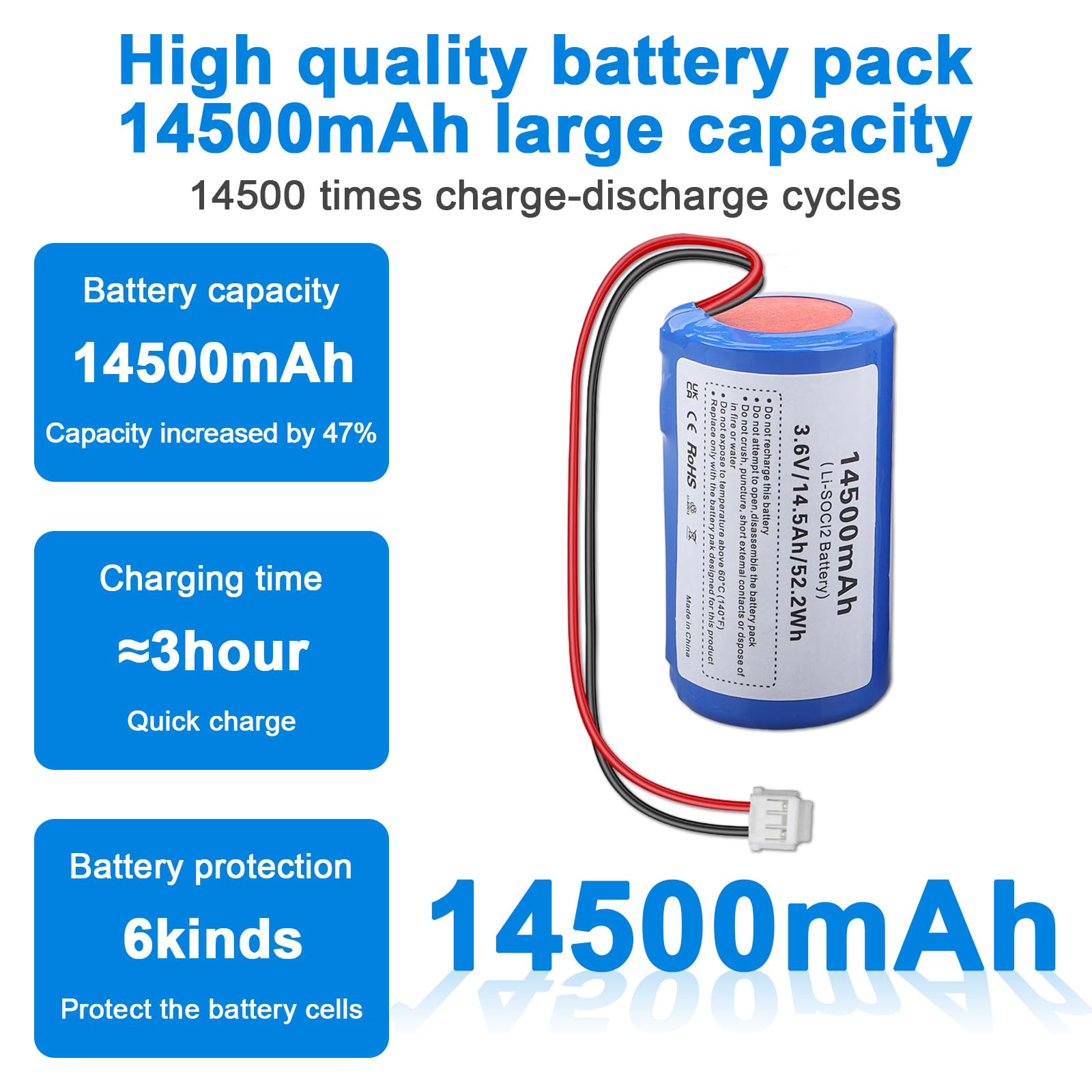 2 Pz Batteria Li-SOCl2 ER34615M 3,6V 14500mAh compatibile con DSC WT4911 | 2 Pezzi, Non Ricaricabile, WT4911B WT8911 ADT, Sistema Allarme Esterni