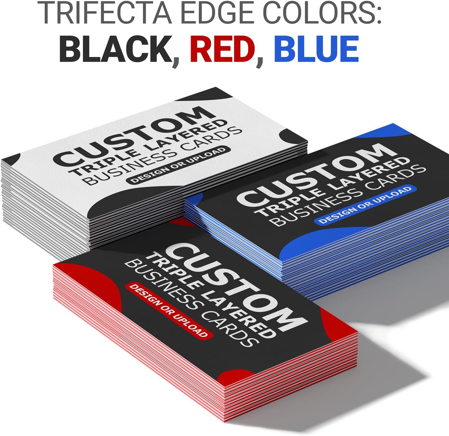 GotPrint Custom Thick Business Cards 38 pt Triple Layered | Black Edge Cards | Double-Sided Full-Color Printing | Logo or Upload Design, Black, 250 Qty