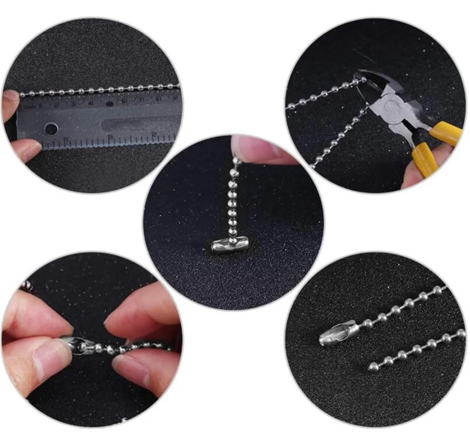 Łańcuszki kulkowe, Łańcuszek kulkowy ze stali nierdzewnej 30m Koralik do wyrobu biżuterii(2.4mm ball)