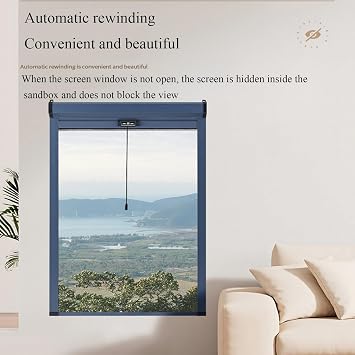 Customize Window Screen, Roll-up Window Mosquito Net, Telescopic Push-pull Type Windows Netting, Built-in Buffer Removable Invisible Screen, Aluminum Alloy Frame