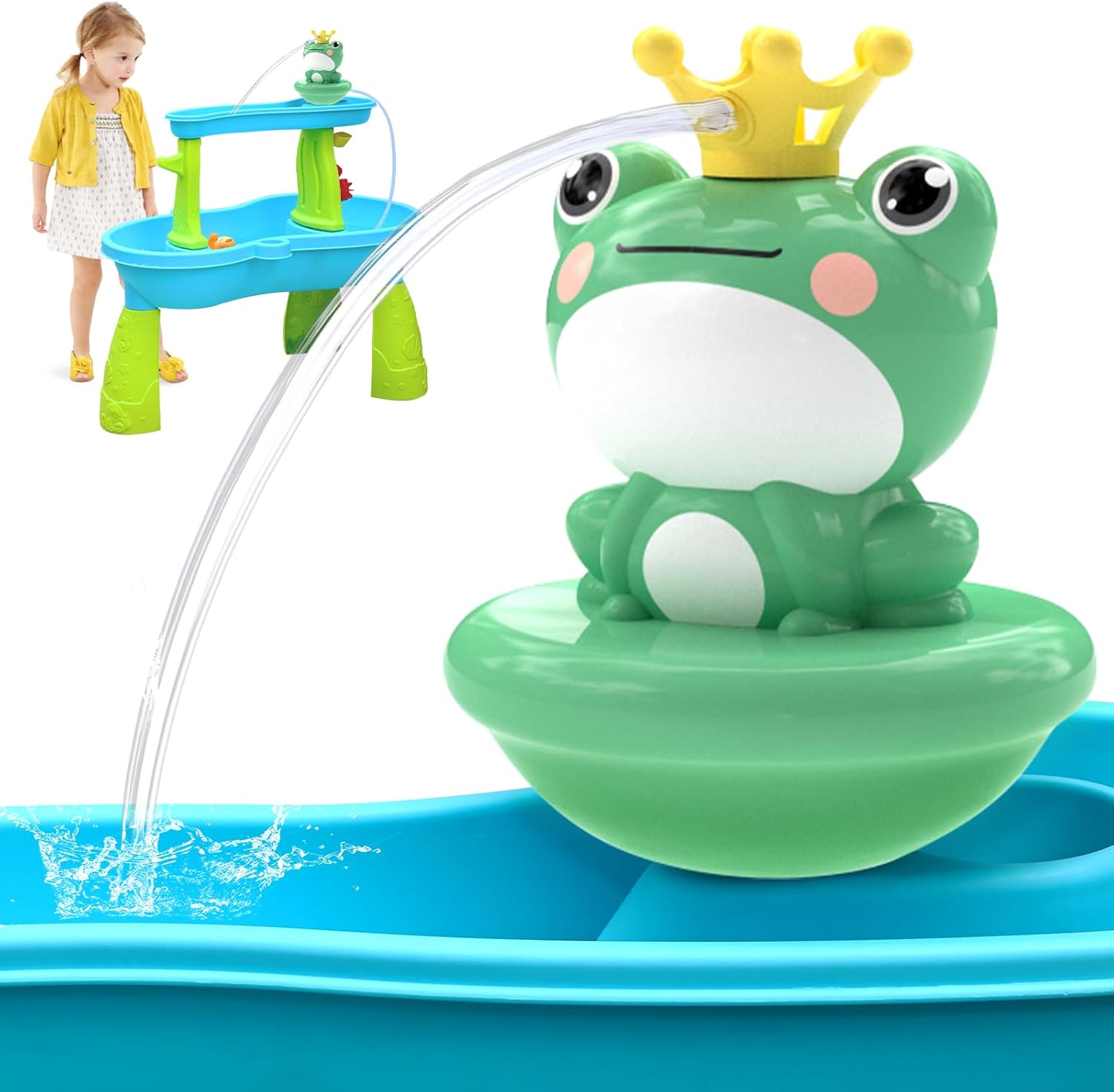 weirtoya Water Table Pump for Toddlers, Unicorn Toys Battery Powered Pump for Water Table Cordless Work Splash Toys Kids Toddler Summer Outddor Toys
