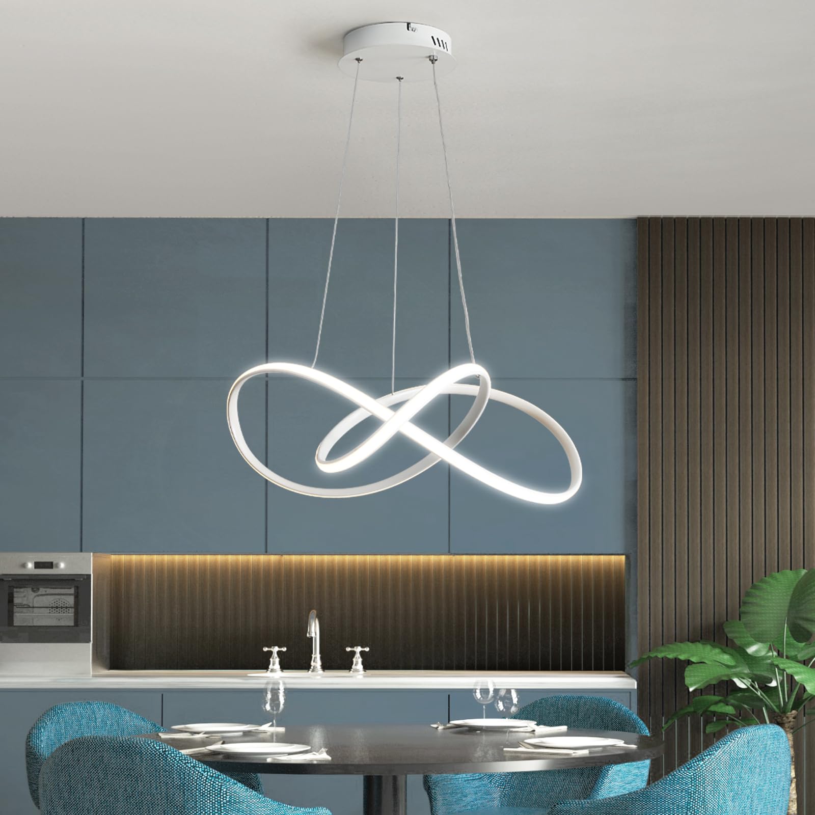 Lampadario Soggiorno, Lampada a Sospensione 30W 3000Lumens, Lampadari a LED Dimmerabili 3000K-6000K con Telecomando, Adatto per Sala da Pranzo, Soggiorno, Camera da Letto, Ufficio, ecc.