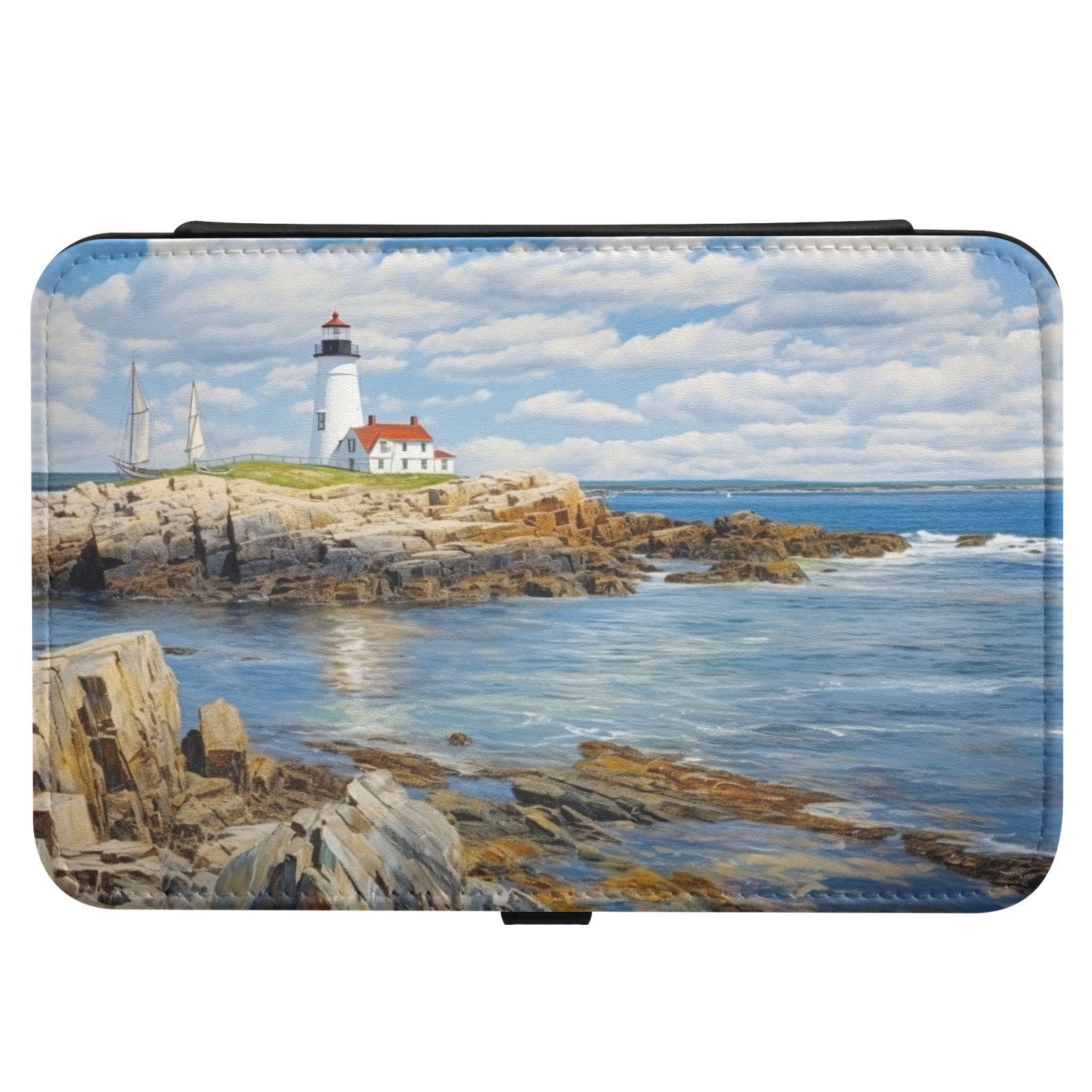 Haskirky Lighthouse Jewelry Box Portable PU Leather Travel Jewelry Organize for Women Jewelry Storage Display Holder for Ring, Necklace, Earring