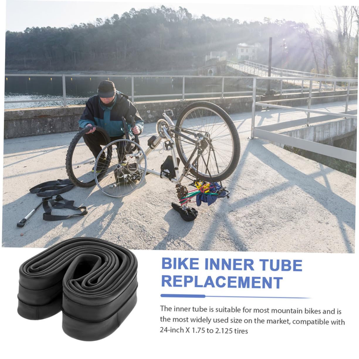 WOONEKY 1 Set Mountain Bike Inner Tube Inner Tubes Tire Levers Repair Kit Patch Bags Easy to Install Durable High Strength for Quick Bicycle Tire Repairs