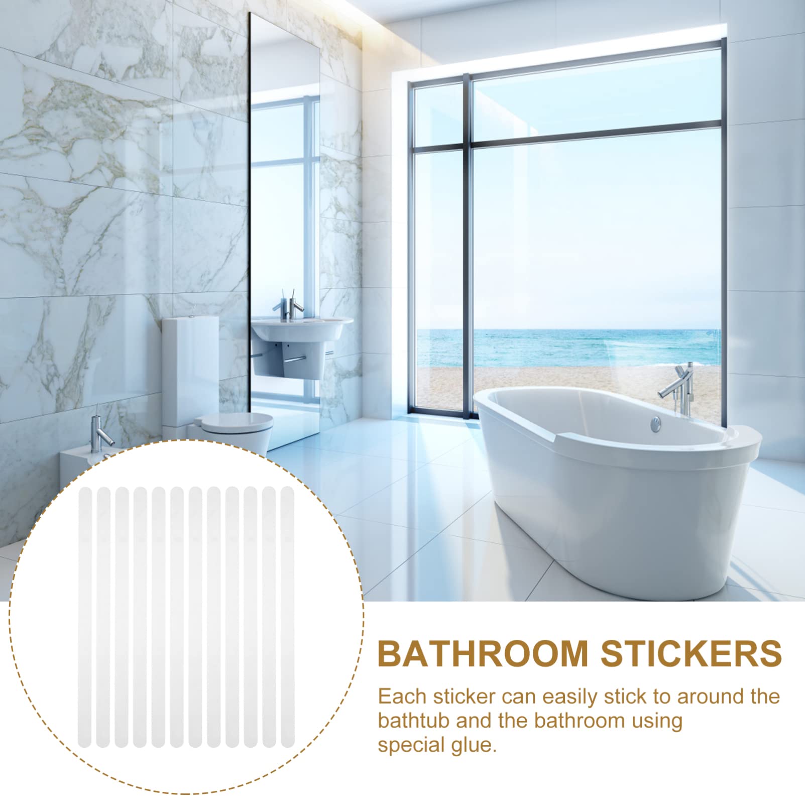 SOLUSTRE 12 pièces Bandes Antidérapantes Peva pour Salle de Bain et Escaliers Autocollants Dérapants Imperméables pour Sécuriser Surfaces Glissantes