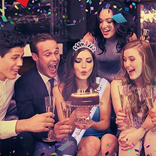 Miniatura 5 de Banda de cumpleaños número 50 y tiaras de cristal para mujeres, decoraciones de cumpleaños 50, diademas de cumpleaños, corona para mujer, regalo de