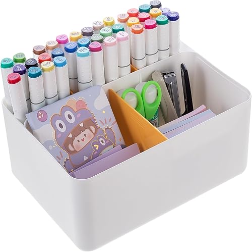 Ctcwsh Organizador multifuncional para lápices, extraíble, dividido, oficina, hogar, baño, aula, organizador de plástico, cesta de almacenamiento