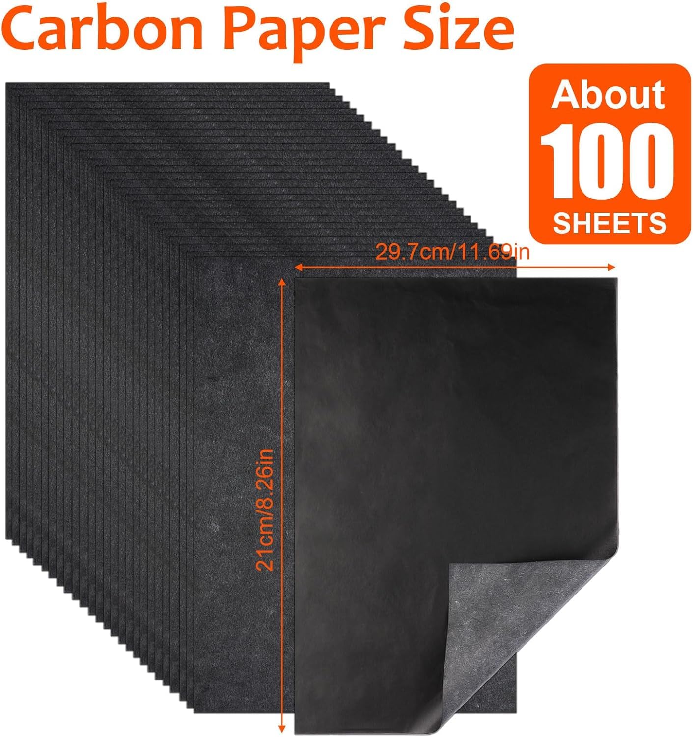 Carta Copia Carbonio A4 Riutilizzabile Nero, 100 Fogli Carta Trasferimento Carbonio