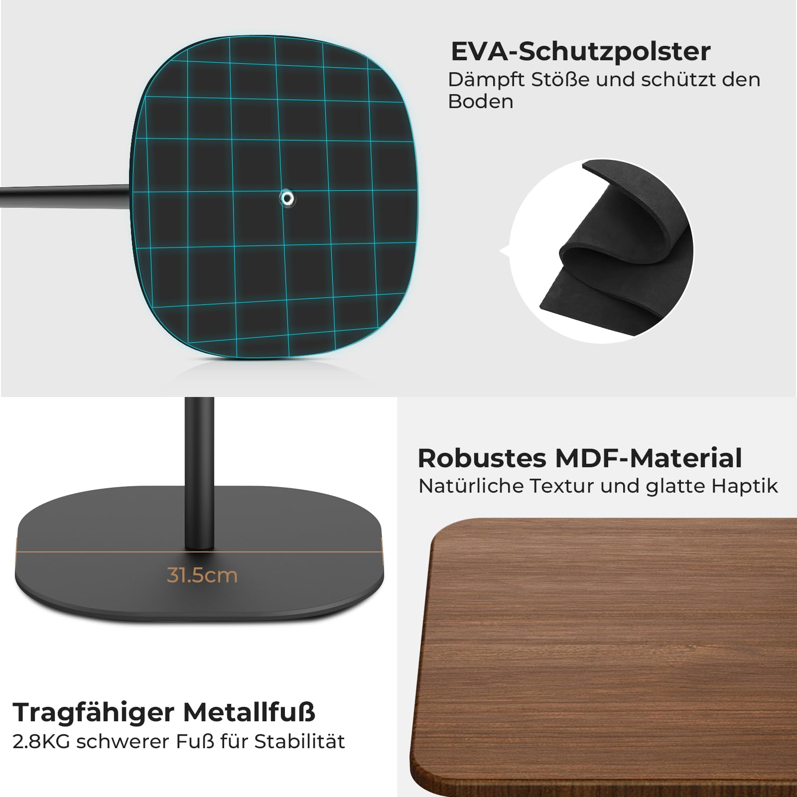 Stehpult Höhenverstellbar mit 46–120cm Laptop Ständer Mobile Schreibtisch Verstellbarer Beistelltisch für Studienarbeiten, beweglicher Computertisch für Büros/Bett und Sofa, Schwarz