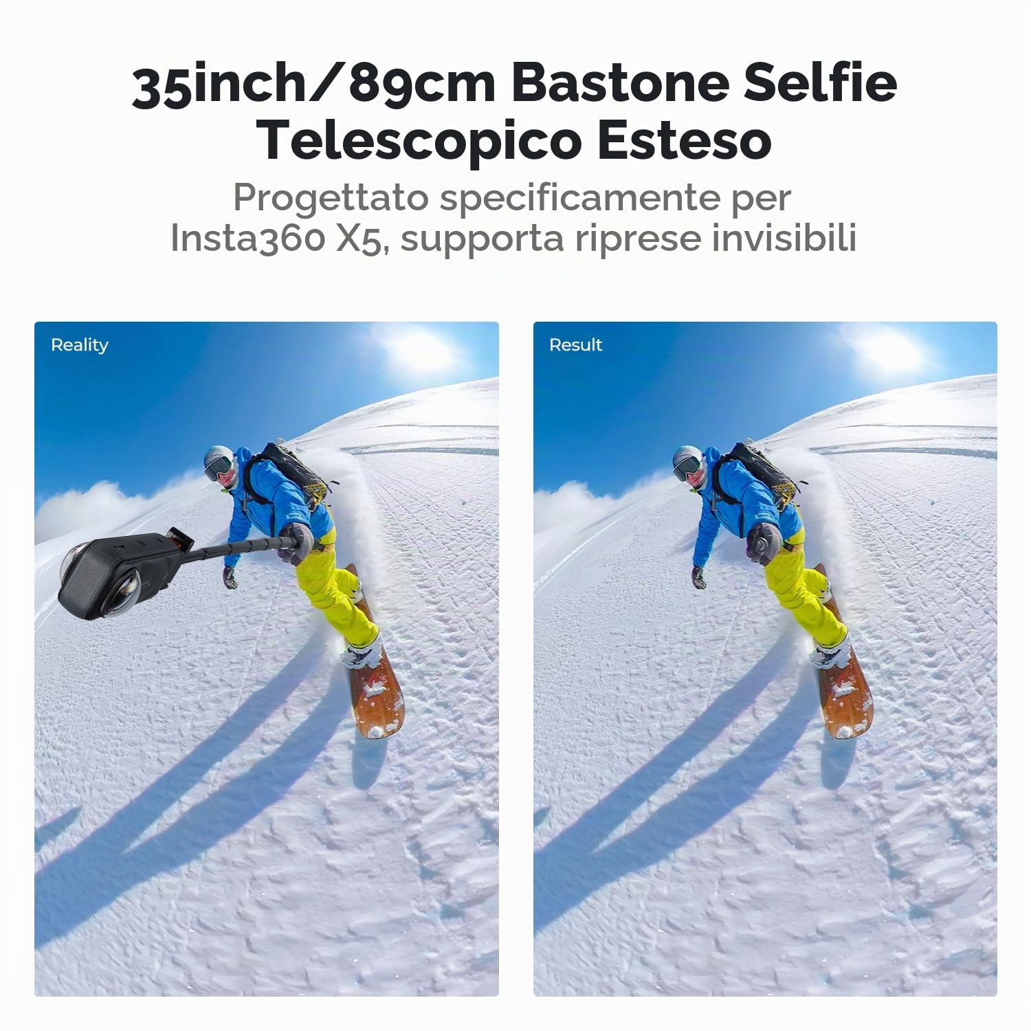 K&F CONCEPT Bastone Selfie Pieghevole Invisibile da 89 cm, Magnetico a Rilascio Rapido, Compatibile con Insta360 X5, in Alluminio con Impugnatura e Blocco di Sicurezza