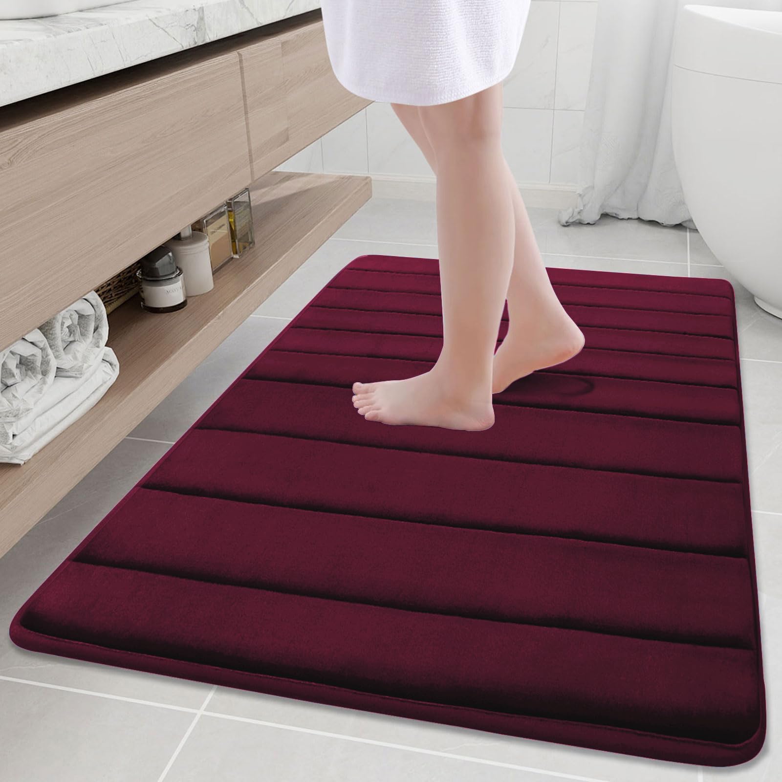 Buganda Memory Foam Bath Mat, 40" x 32", Ultra Soft and Non-Slip Bathroom Rugs, Water Absorbent and Machine Washable Bath Rug Runner for Bathroom,