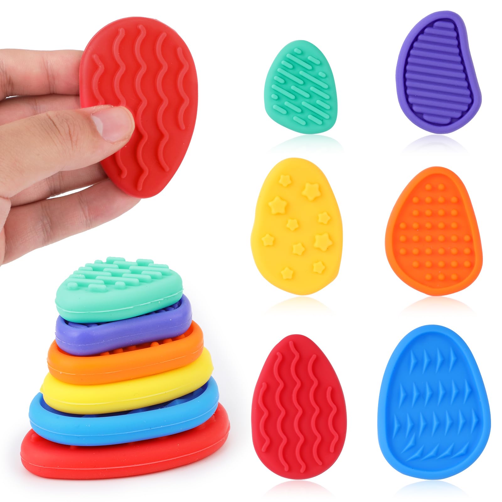 8 Pierres Sensorielles Anti-Stress Silicone - Jouet Fidget Magnétique - Relaxation TDAH Autisme - Violet