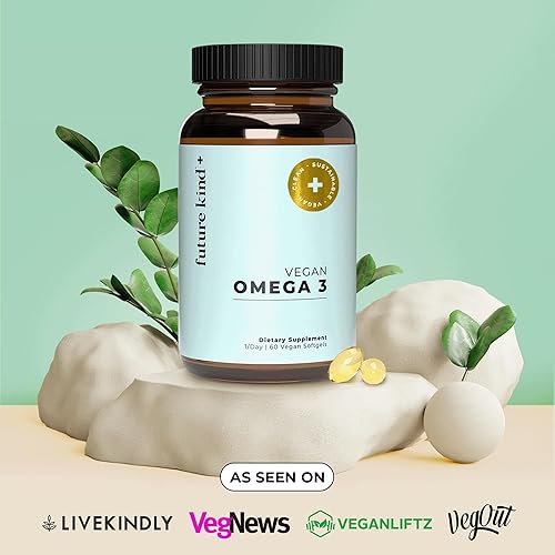 Miniatura 4 de Future Kind Suplemento vegano Omega 3 | Botella de vidrio y sin carragenina | Omega 3 a base de plantas con EPA y DHA de aceite de algas | Ácidos